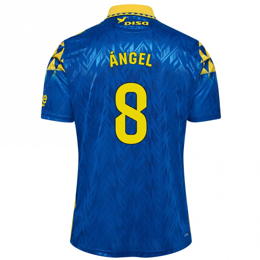 Kinder Fußball José Ángel #8 Blau Gelb Auswärtstrikot Trikot 2024/25 T-Shirt Luxemburg