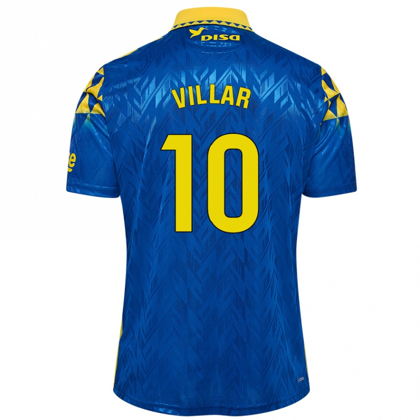 Kinder Fußball Andy Villar #10 Blau Gelb Auswärtstrikot Trikot 2024/25 T-Shirt Luxemburg