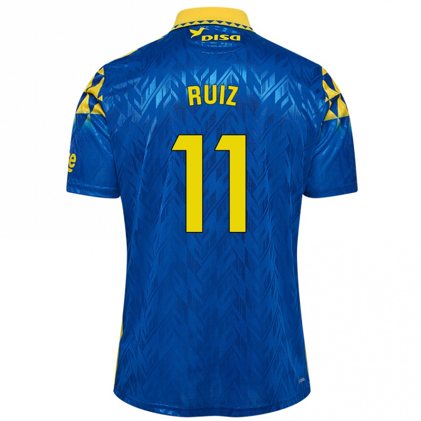 Kinder Fußball Sergio Ruiz #11 Blau Gelb Auswärtstrikot Trikot 2024/25 T-Shirt Luxemburg