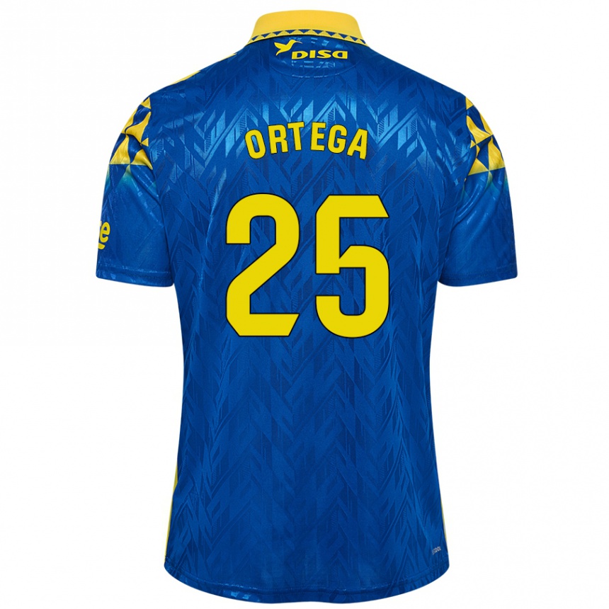 Kinder Fußball Edián Ortega #25 Blau Gelb Auswärtstrikot Trikot 2024/25 T-Shirt Luxemburg