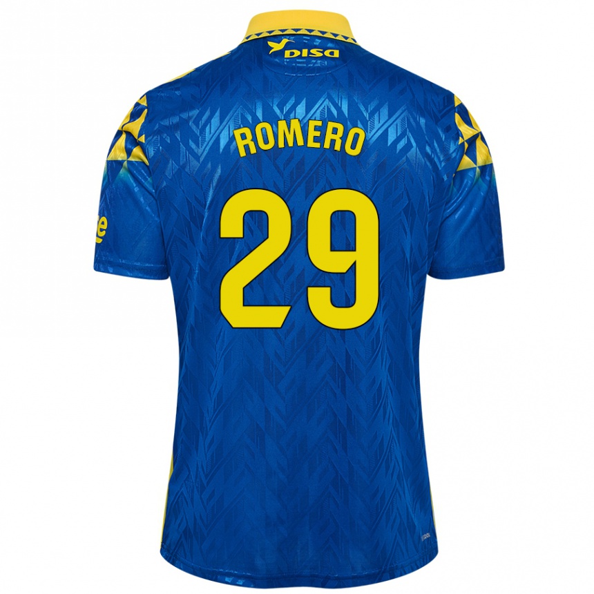 Kinder Fußball Elías Romero #29 Blau Gelb Auswärtstrikot Trikot 2024/25 T-Shirt Luxemburg