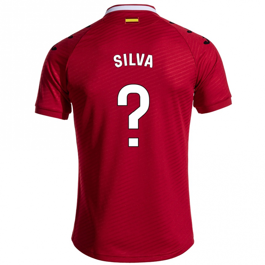 Kinder Fußball Jonathan Silva #0 Dunkelrot Auswärtstrikot Trikot 2024/25 T-Shirt Luxemburg