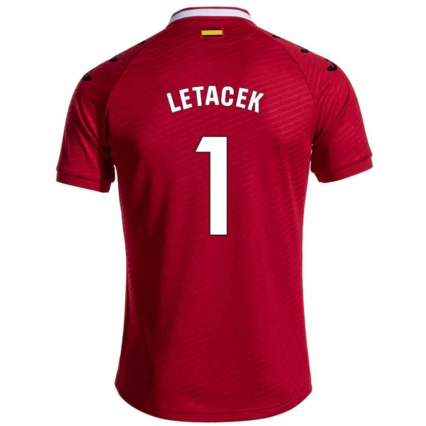 Kinder Fußball Jiri Letacek #1 Dunkelrot Auswärtstrikot Trikot 2024/25 T-Shirt Luxemburg