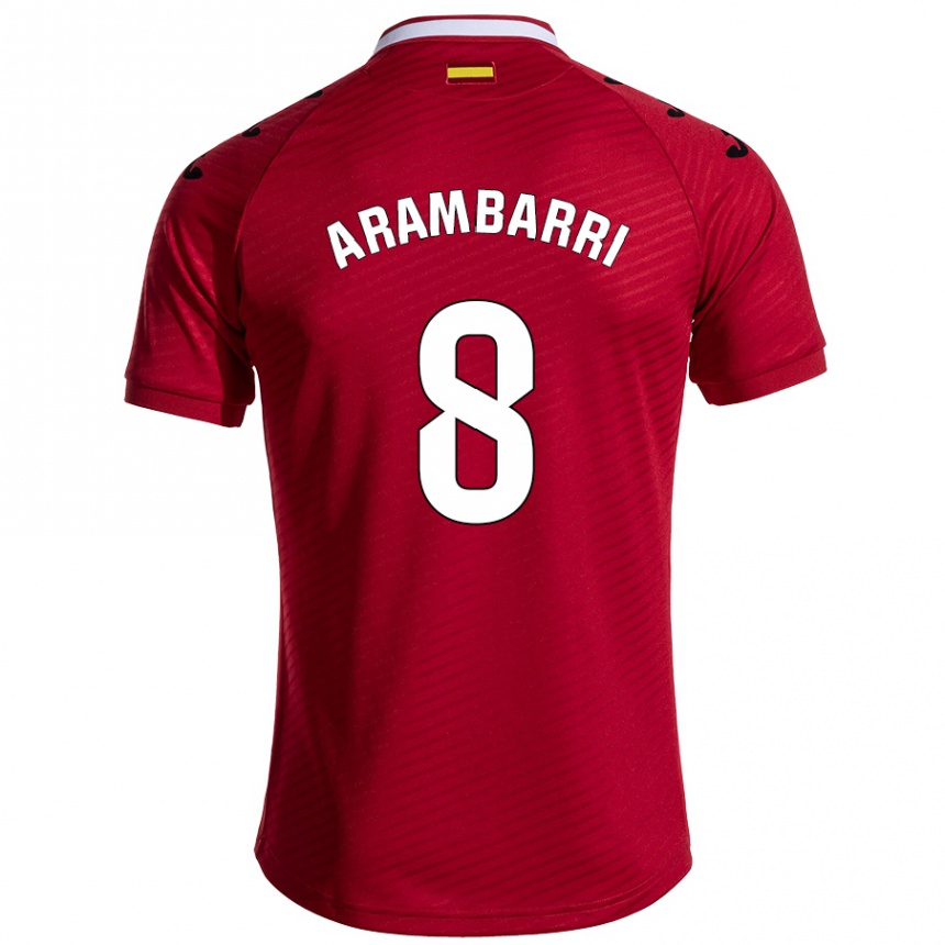 Kinder Fußball Mauro Arambarri #8 Dunkelrot Auswärtstrikot Trikot 2024/25 T-Shirt Luxemburg