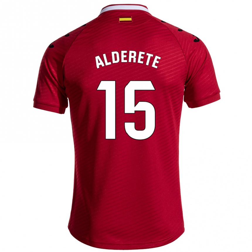 Kinder Fußball Omar Alderete #15 Dunkelrot Auswärtstrikot Trikot 2024/25 T-Shirt Luxemburg