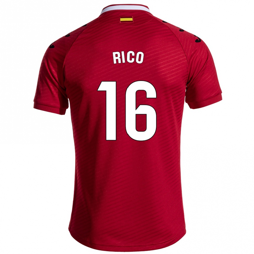 Kinder Fußball Diego Rico #16 Dunkelrot Auswärtstrikot Trikot 2024/25 T-Shirt Luxemburg