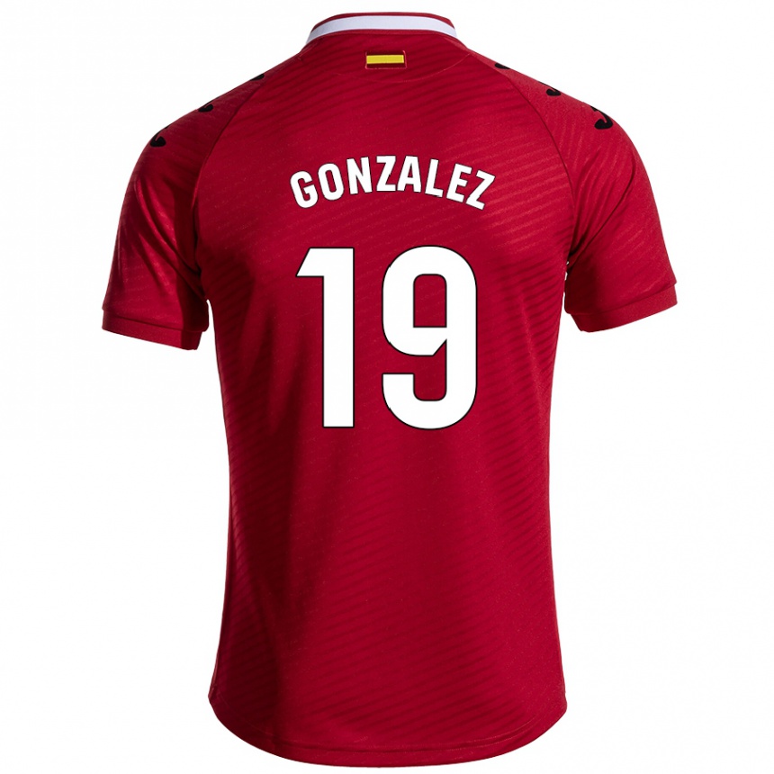 Kinder Fußball Peter González #19 Dunkelrot Auswärtstrikot Trikot 2024/25 T-Shirt Luxemburg