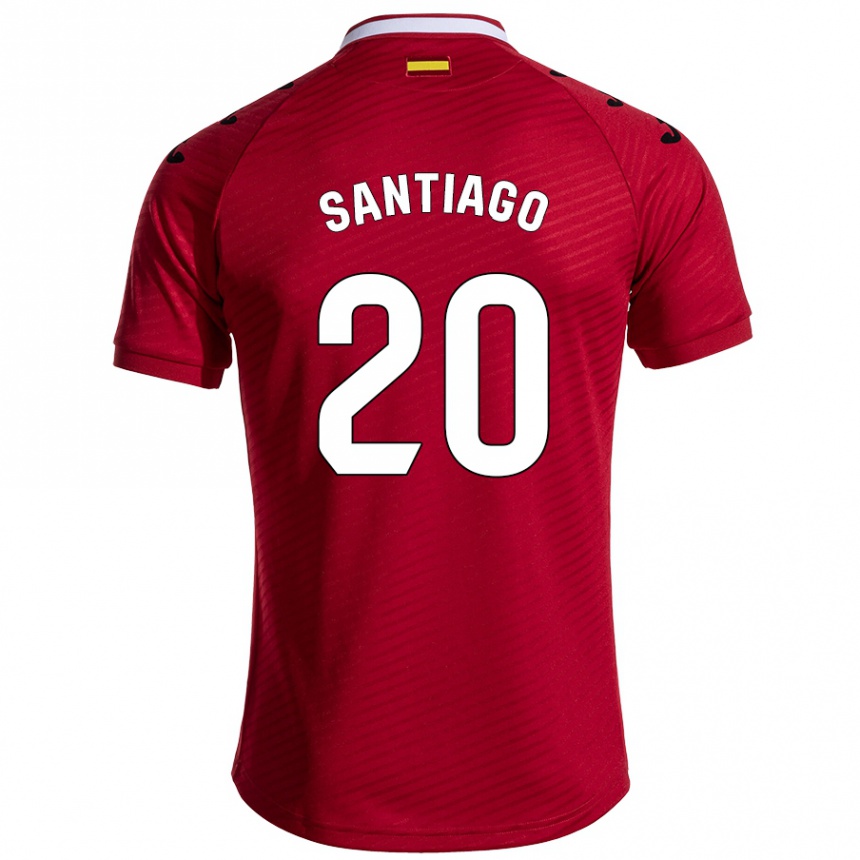 Kinder Fußball Yellu Santiago #20 Dunkelrot Auswärtstrikot Trikot 2024/25 T-Shirt Luxemburg