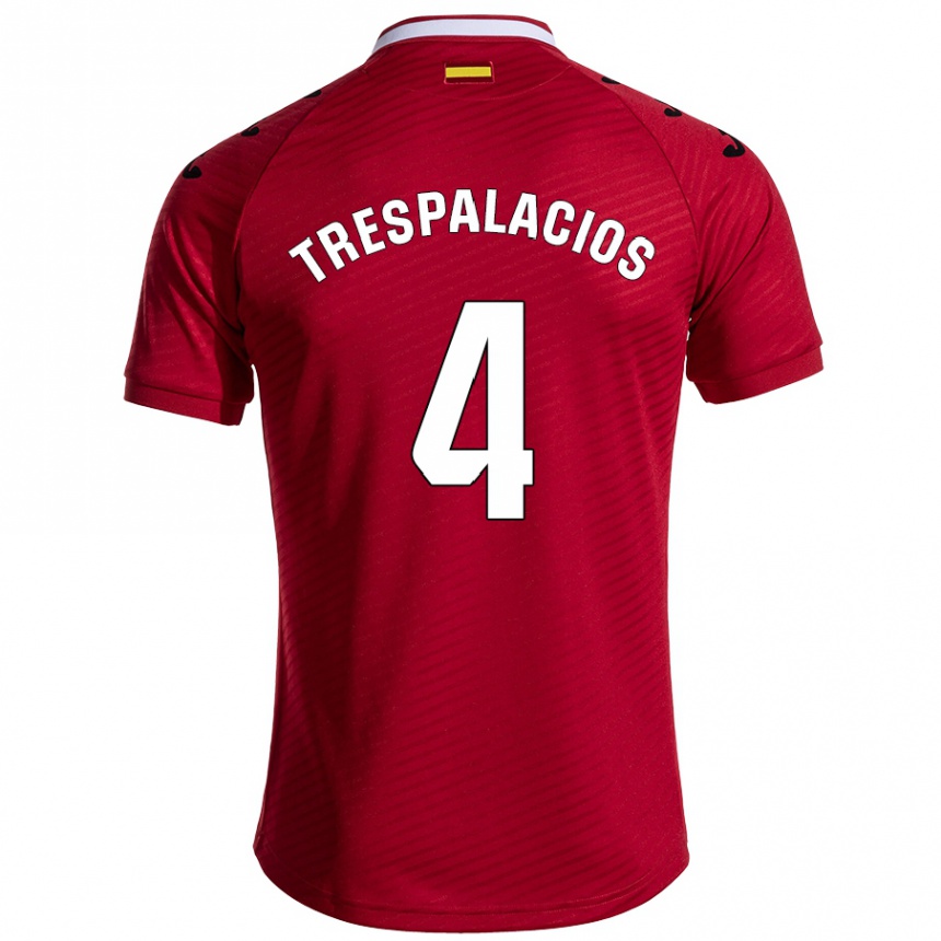 Kinder Fußball Adrián Trespalacios #4 Dunkelrot Auswärtstrikot Trikot 2024/25 T-Shirt Luxemburg