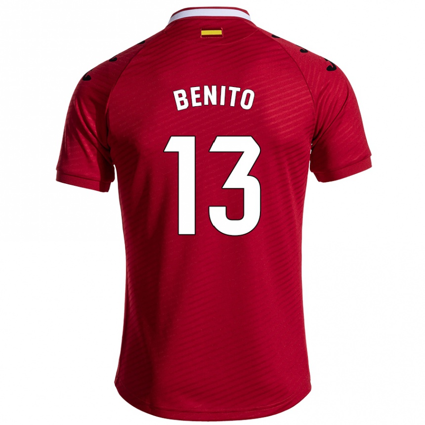 Kinder Fußball Jorge Benito #13 Dunkelrot Auswärtstrikot Trikot 2024/25 T-Shirt Luxemburg