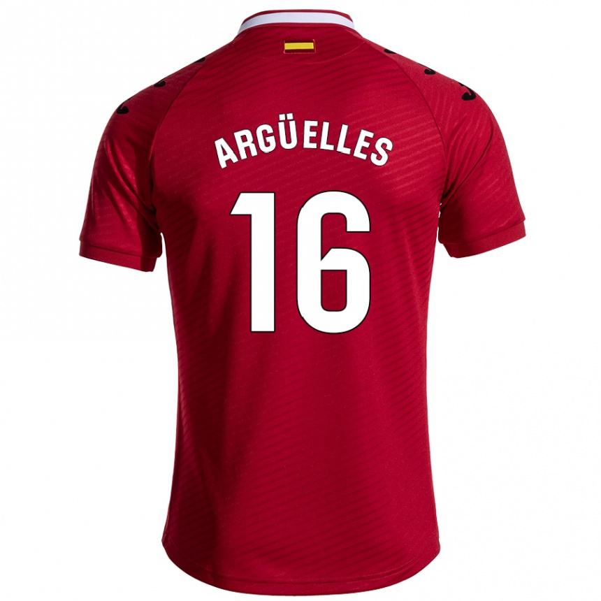 Kinder Fußball David Argüelles #16 Dunkelrot Auswärtstrikot Trikot 2024/25 T-Shirt Luxemburg