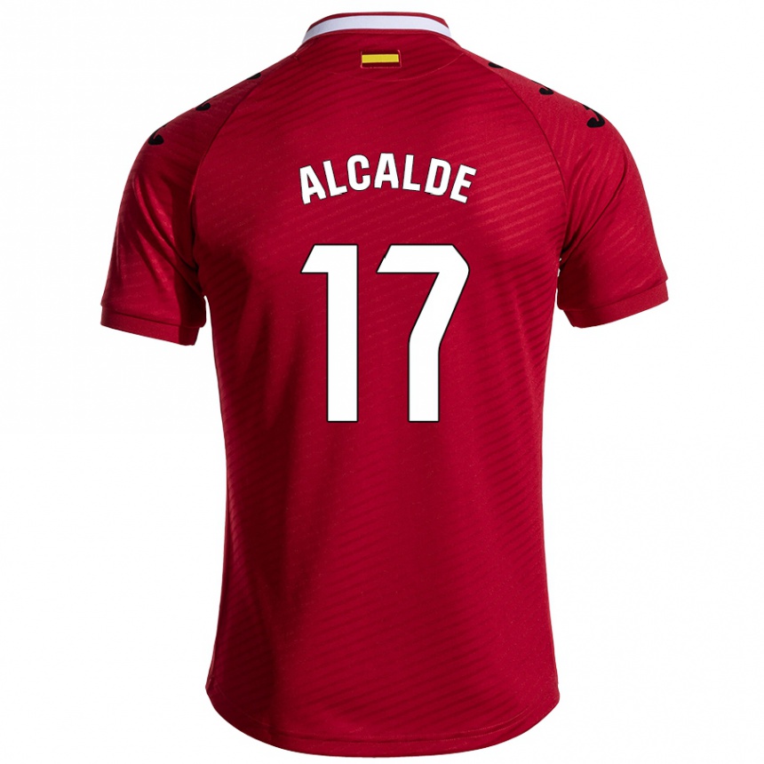 Kinder Fußball Jacobo Alcalde #17 Dunkelrot Auswärtstrikot Trikot 2024/25 T-Shirt Luxemburg