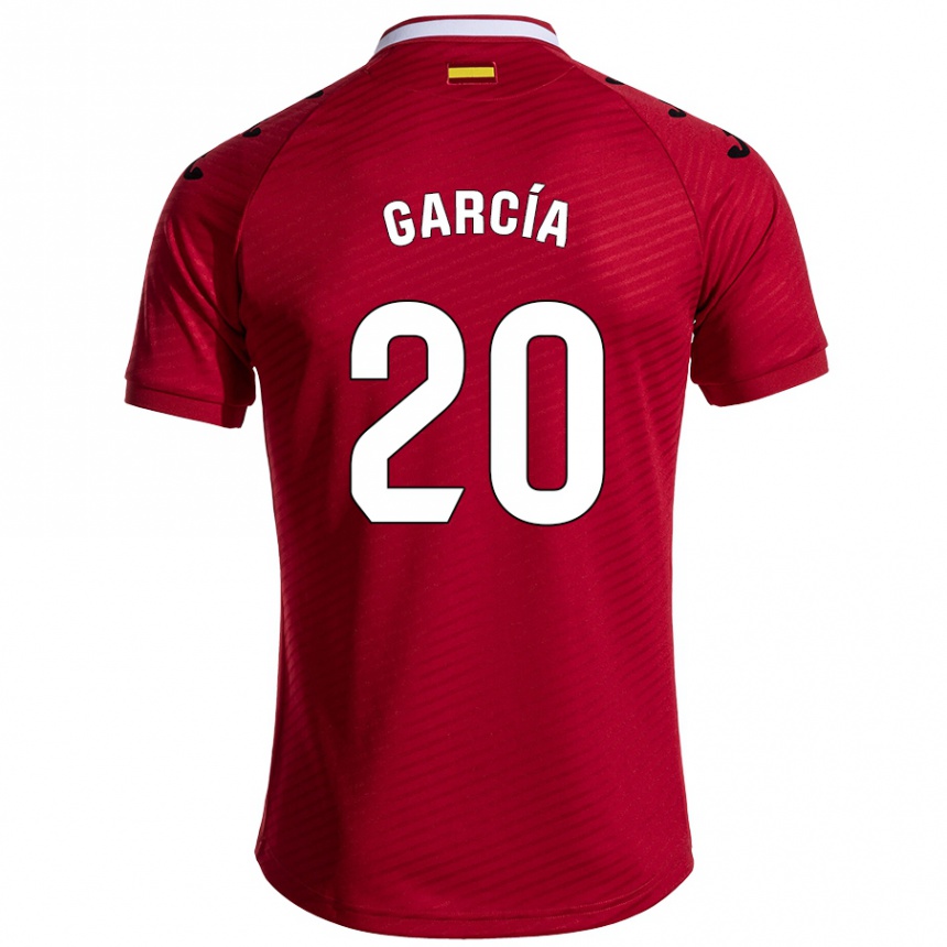 Kinder Fußball Álex García #20 Dunkelrot Auswärtstrikot Trikot 2024/25 T-Shirt Luxemburg