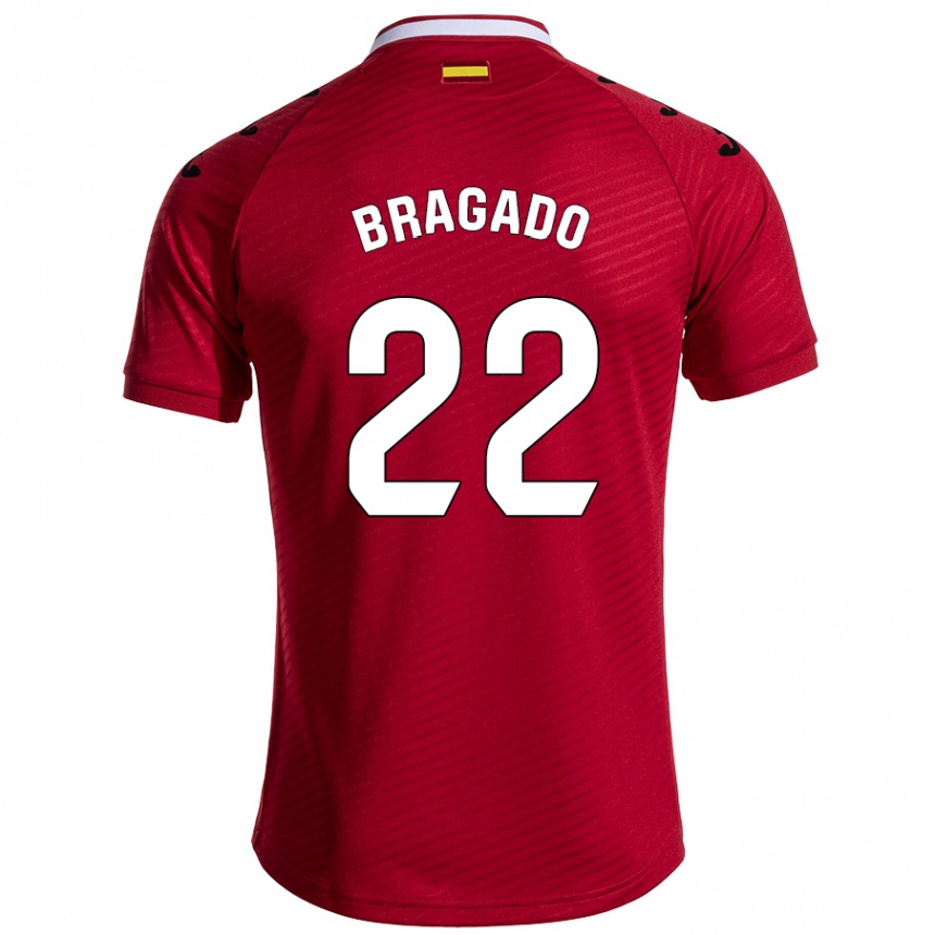 Kinder Fußball Alonso Bragado #22 Dunkelrot Auswärtstrikot Trikot 2024/25 T-Shirt Luxemburg