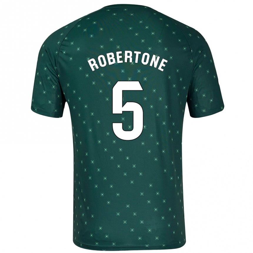 Kinder Fußball Lucas Robertone #5 Dunkelgrün Auswärtstrikot Trikot 2024/25 T-Shirt Luxemburg