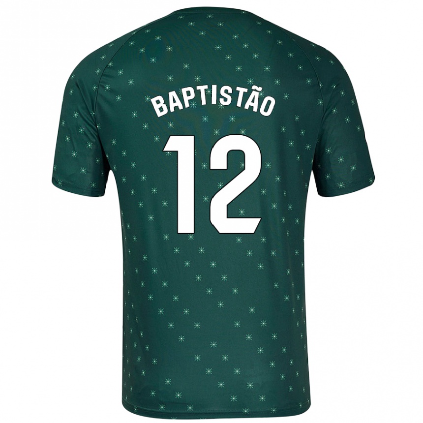 Kinder Fußball Léo Baptistão #12 Dunkelgrün Auswärtstrikot Trikot 2024/25 T-Shirt Luxemburg