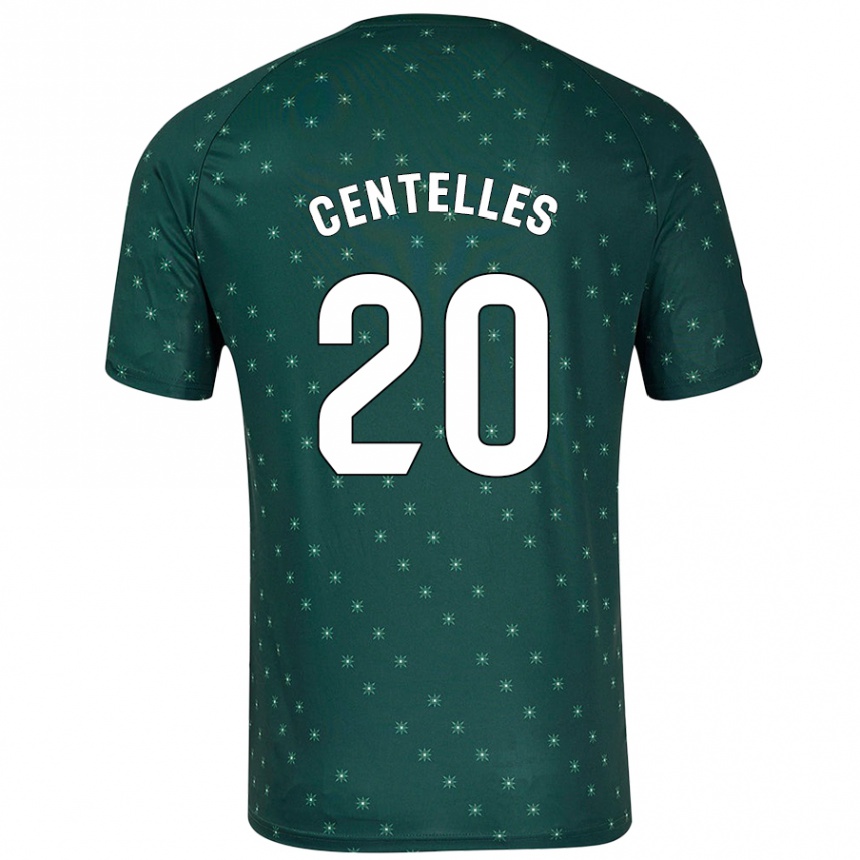 Kinder Fußball Álex Centelles #20 Dunkelgrün Auswärtstrikot Trikot 2024/25 T-Shirt Luxemburg