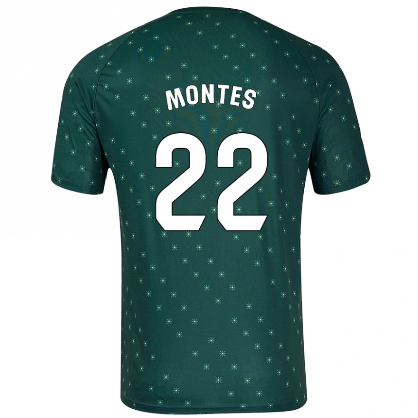 Kinder Fußball César Montes #22 Dunkelgrün Auswärtstrikot Trikot 2024/25 T-Shirt Luxemburg