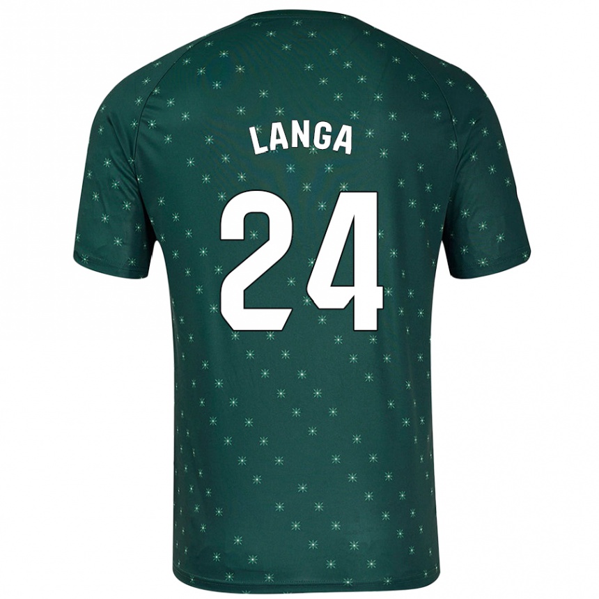 Kinder Fußball Bruno Langa #24 Dunkelgrün Auswärtstrikot Trikot 2024/25 T-Shirt Luxemburg