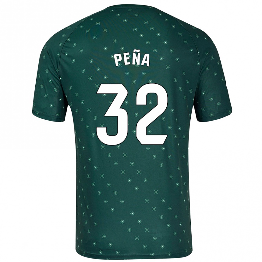 Kinder Fußball Marcos Peña #32 Dunkelgrün Auswärtstrikot Trikot 2024/25 T-Shirt Luxemburg