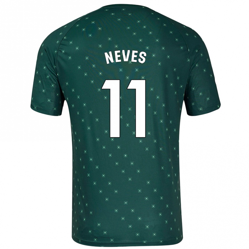 Kinder Fußball Hugo Neves #11 Dunkelgrün Auswärtstrikot Trikot 2024/25 T-Shirt Luxemburg