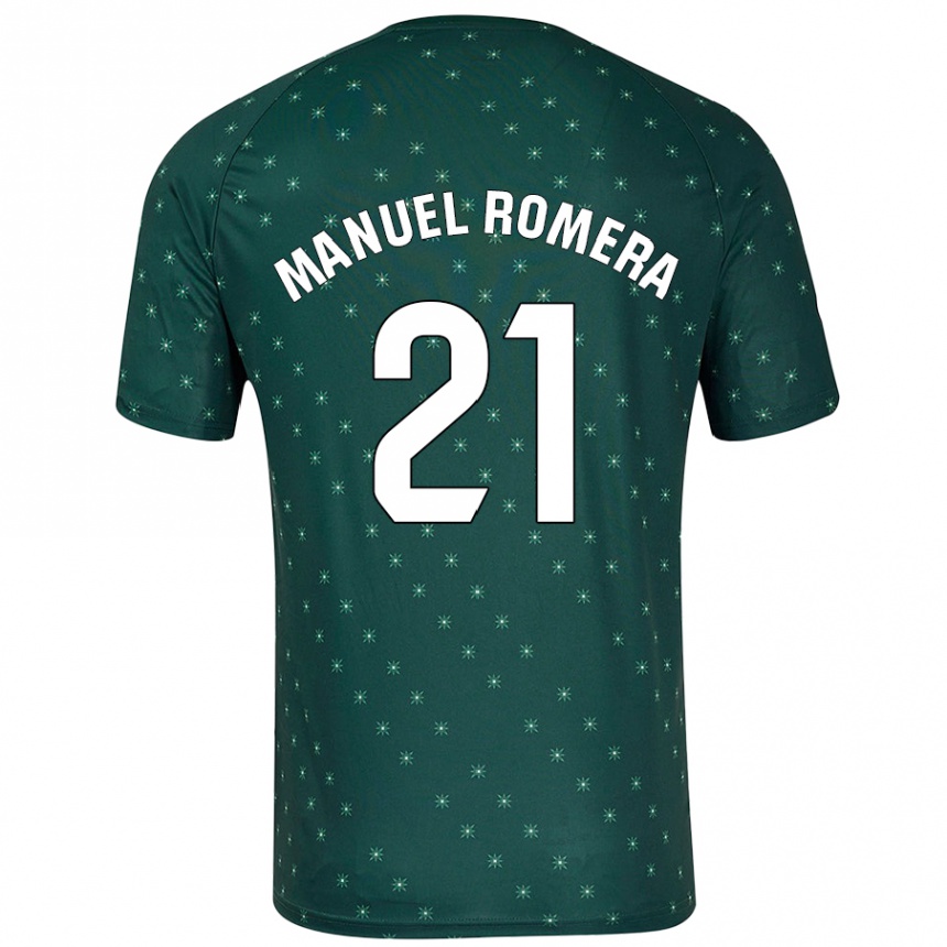 Kinder Fußball José Manuel Romera #21 Dunkelgrün Auswärtstrikot Trikot 2024/25 T-Shirt Luxemburg