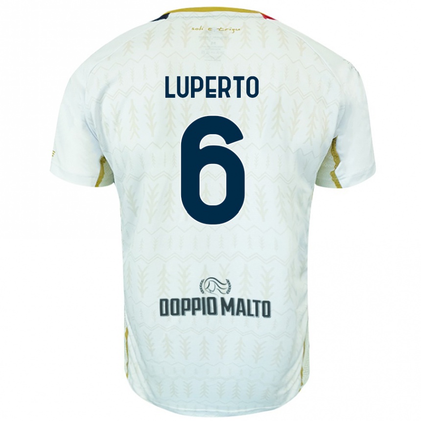 Kinder Fußball Sebastiano Luperto #6 Weiß Auswärtstrikot Trikot 2024/25 T-Shirt Luxemburg