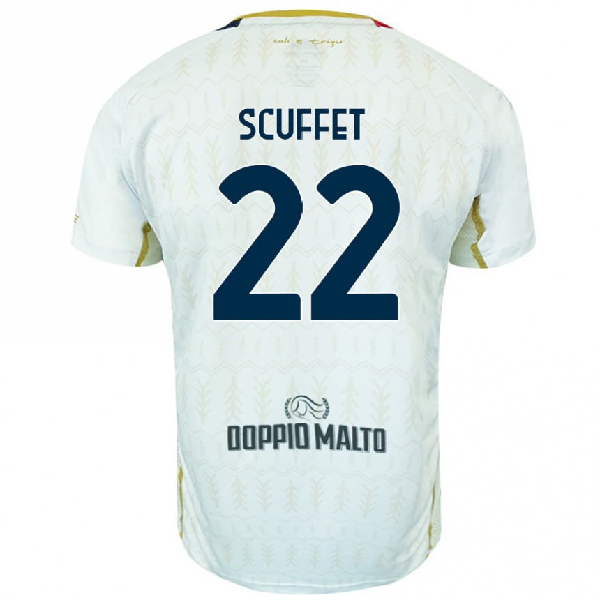 Kinder Fußball Simone Scuffet #22 Weiß Auswärtstrikot Trikot 2024/25 T-Shirt Luxemburg