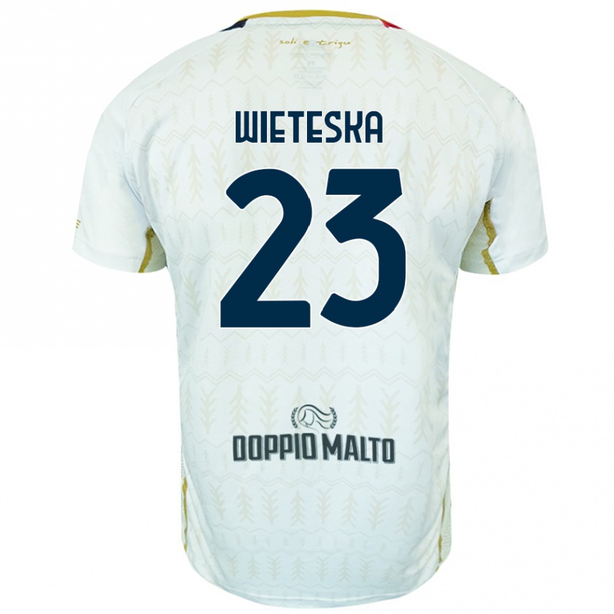 Kinder Fußball Mateusz Wieteska #23 Weiß Auswärtstrikot Trikot 2024/25 T-Shirt Luxemburg