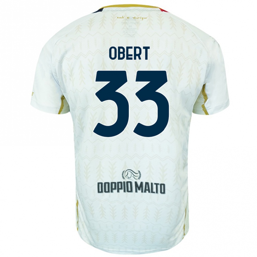 Kinder Fußball Adam Obert #33 Weiß Auswärtstrikot Trikot 2024/25 T-Shirt Luxemburg