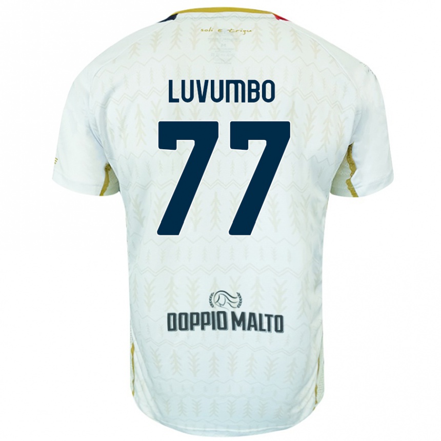 Kinder Fußball Zito Luvumbo #77 Weiß Auswärtstrikot Trikot 2024/25 T-Shirt Luxemburg