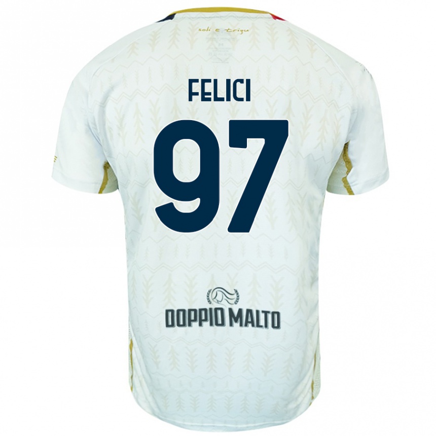 Kinder Fußball Mattia Felici #97 Weiß Auswärtstrikot Trikot 2024/25 T-Shirt Luxemburg