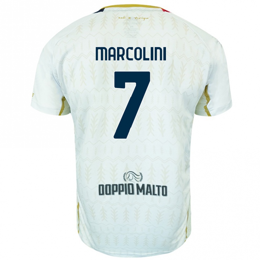 Kinder Fußball Diego Marcolini #7 Weiß Auswärtstrikot Trikot 2024/25 T-Shirt Luxemburg