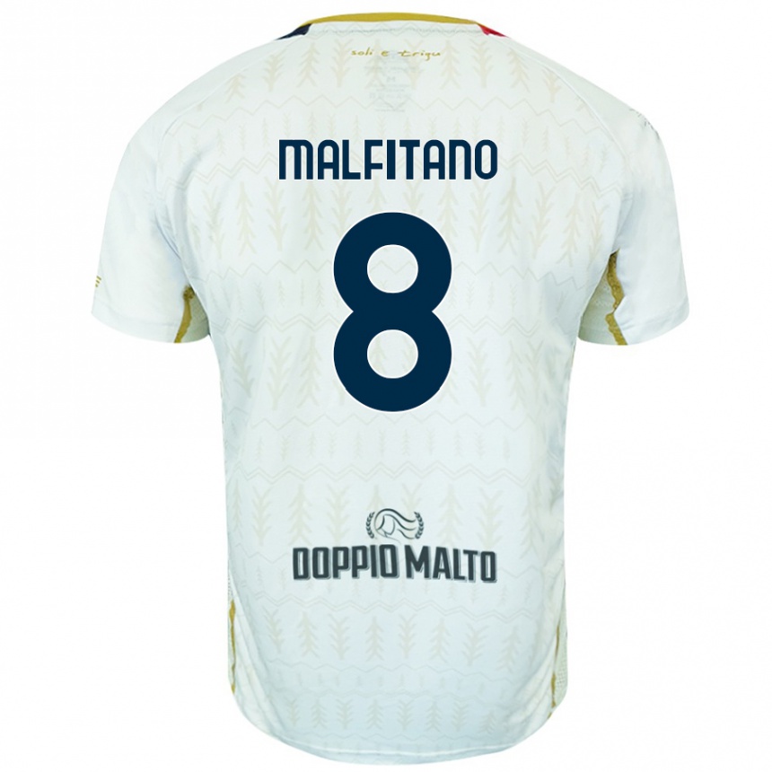 Kinder Fußball Roberto Malfitano #8 Weiß Auswärtstrikot Trikot 2024/25 T-Shirt Luxemburg