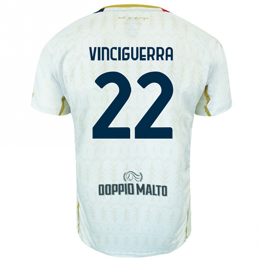 Kinder Fußball Alessandro Vinciguerra #22 Weiß Auswärtstrikot Trikot 2024/25 T-Shirt Luxemburg