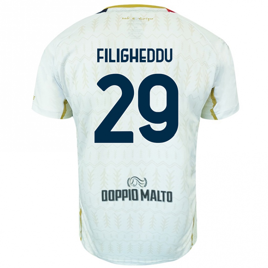 Kinder Fußball Daniele Filigheddu #29 Weiß Auswärtstrikot Trikot 2024/25 T-Shirt Luxemburg