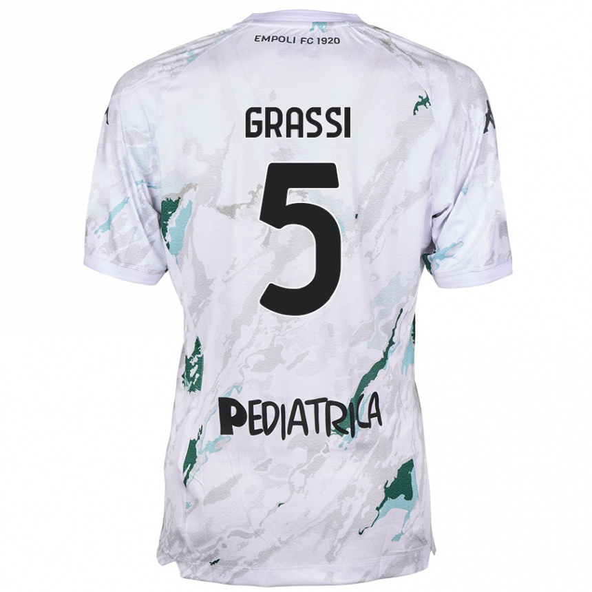 Kinder Fußball Alberto Grassi #5 Grau Auswärtstrikot Trikot 2024/25 T-Shirt Luxemburg