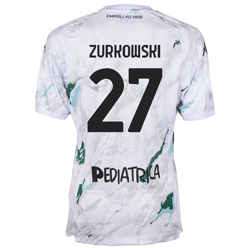 Kinder Fußball Szymon Żurkowski #27 Grau Auswärtstrikot Trikot 2024/25 T-Shirt Luxemburg