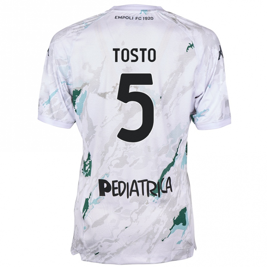 Kinder Fußball Lorenzo Tosto #5 Grau Auswärtstrikot Trikot 2024/25 T-Shirt Luxemburg