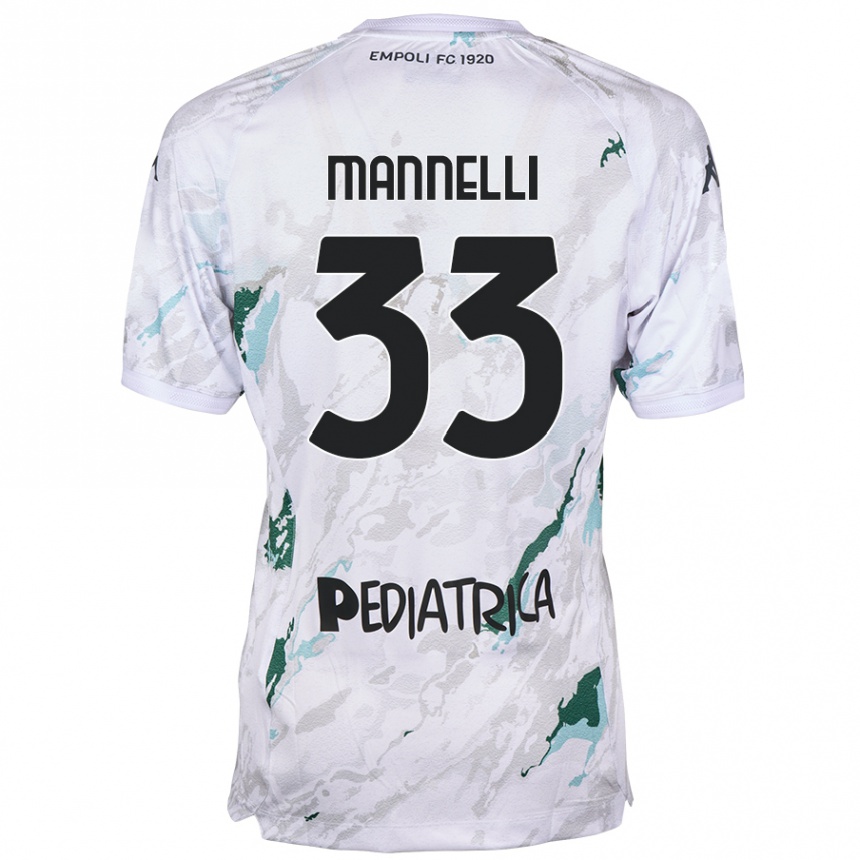 Kinder Fußball Matteo Mannelli #33 Grau Auswärtstrikot Trikot 2024/25 T-Shirt Luxemburg