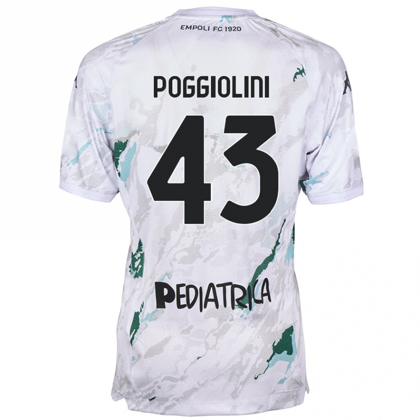 Kinder Fußball Duccio Poggiolini #43 Grau Auswärtstrikot Trikot 2024/25 T-Shirt Luxemburg