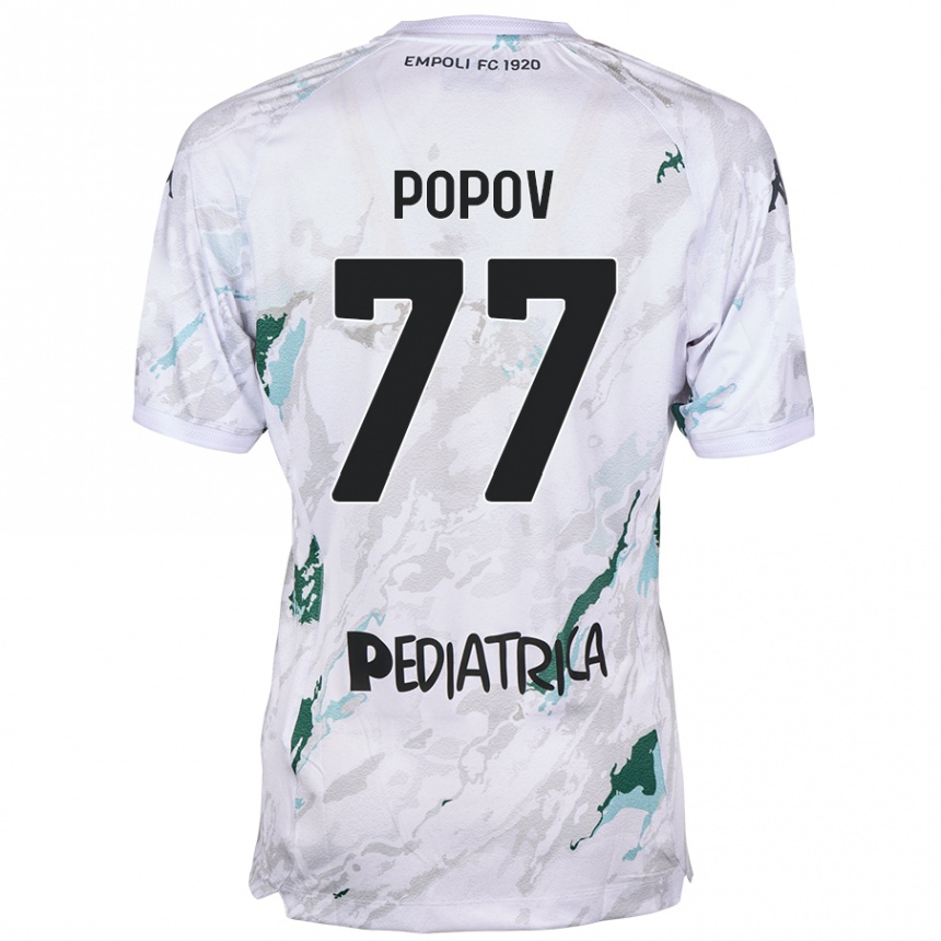 Kinder Fußball Bogdan Popov #77 Grau Auswärtstrikot Trikot 2024/25 T-Shirt Luxemburg