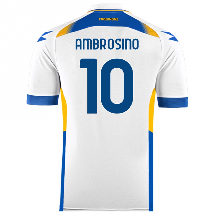 Kinder Fußball Giuseppe Ambrosino #10 Weiß Auswärtstrikot Trikot 2024/25 T-Shirt Luxemburg