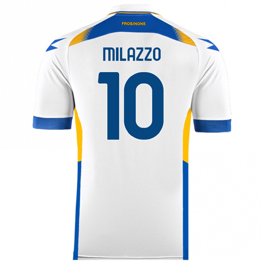 Kinder Fußball Simone Milazzo #10 Weiß Auswärtstrikot Trikot 2024/25 T-Shirt Luxemburg