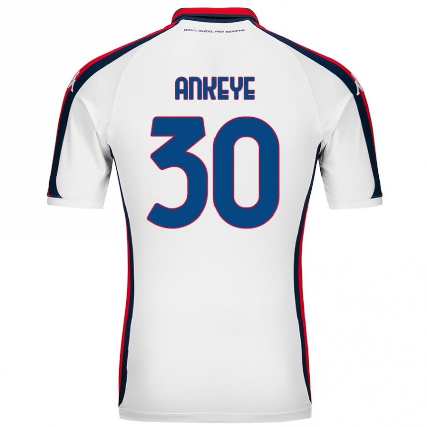 Kinder Fußball David Ankeye #30 Weiß Auswärtstrikot Trikot 2024/25 T-Shirt Luxemburg