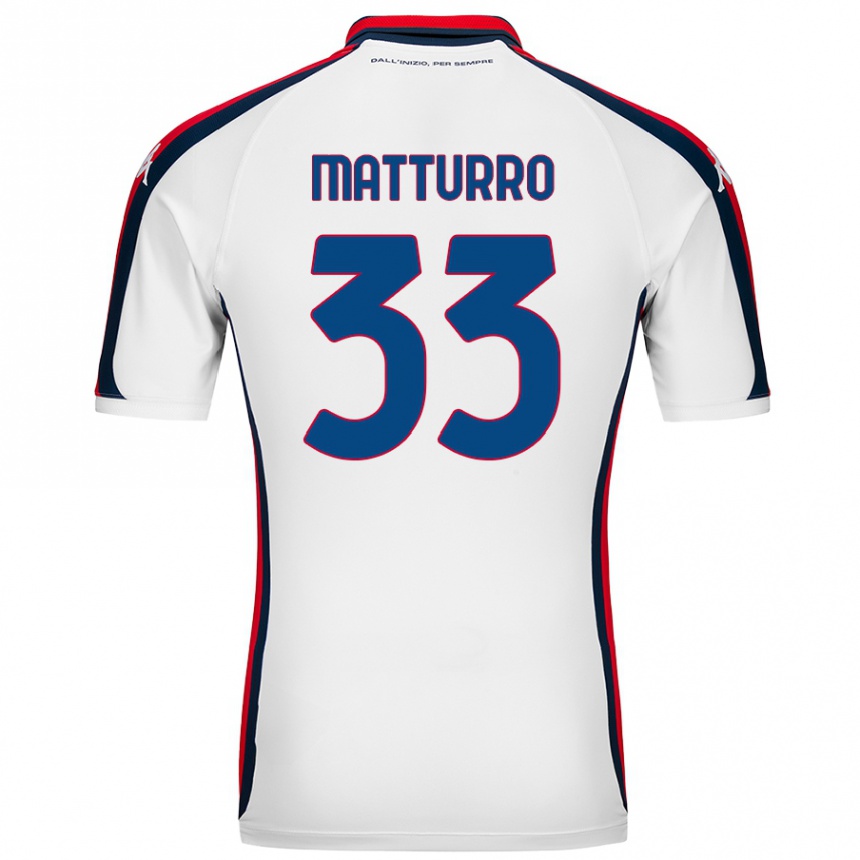 Kinder Fußball Alan Matturro #33 Weiß Auswärtstrikot Trikot 2024/25 T-Shirt Luxemburg