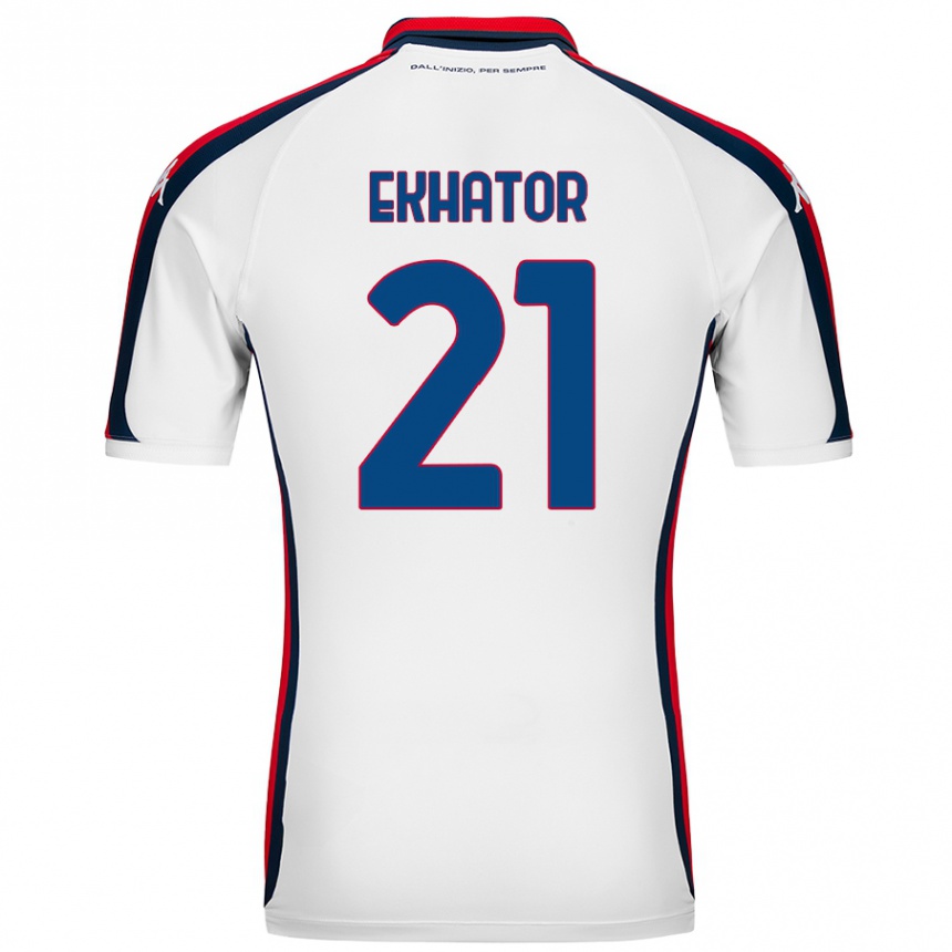 Kinder Fußball Jeff Ekhator #21 Weiß Auswärtstrikot Trikot 2024/25 T-Shirt Luxemburg