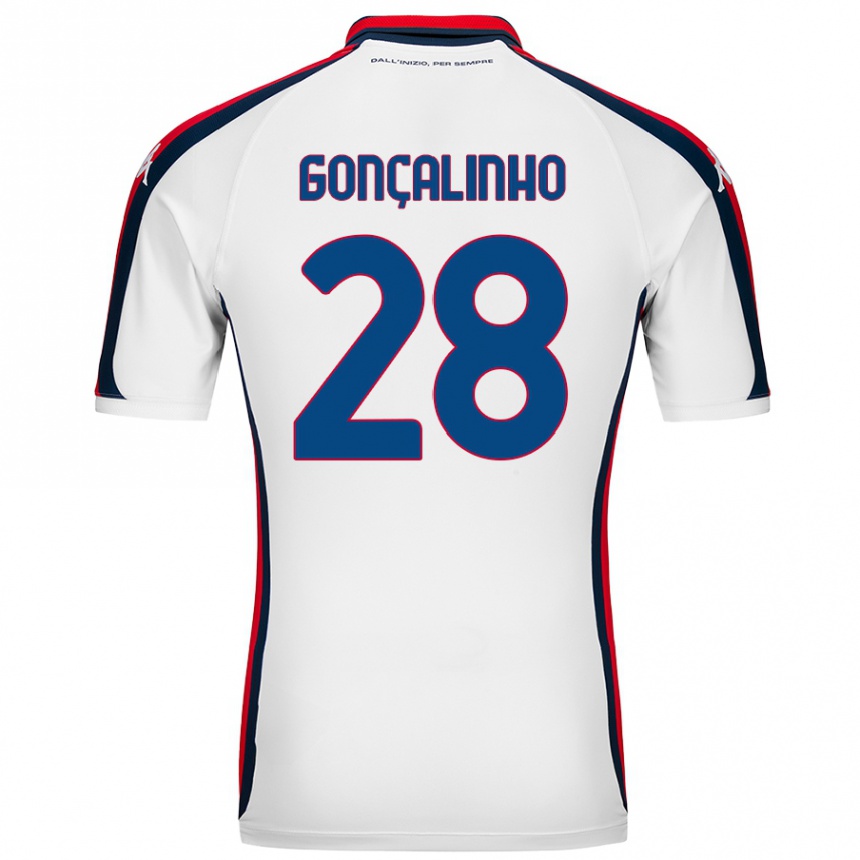 Kinder Fußball João Gonçalinho #28 Weiß Auswärtstrikot Trikot 2024/25 T-Shirt Luxemburg