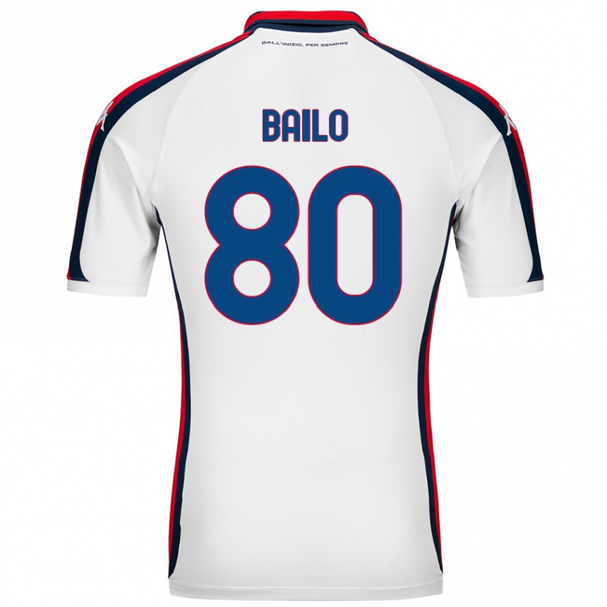 Kinder Fußball Giorgio Bailo #80 Weiß Auswärtstrikot Trikot 2024/25 T-Shirt Luxemburg