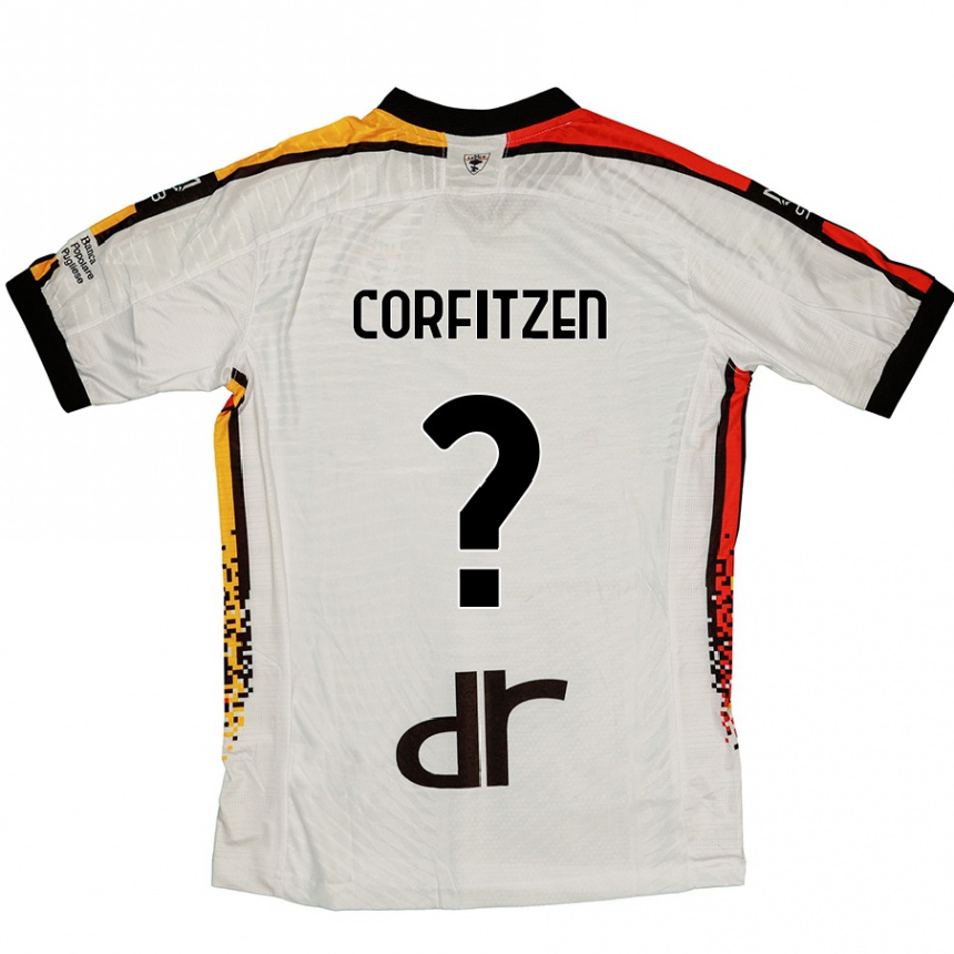 Kinder Fußball Jeppe Corfitzen #0 Weiß Schwarz Auswärtstrikot Trikot 2024/25 T-Shirt Luxemburg